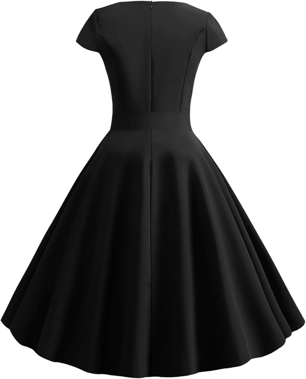 1950s Dresses for Women 2025 Vintage Crewneck Cap Sleeve Swing A-Line Midi Sundress Rockabilly Cocktail Tea Party Dress