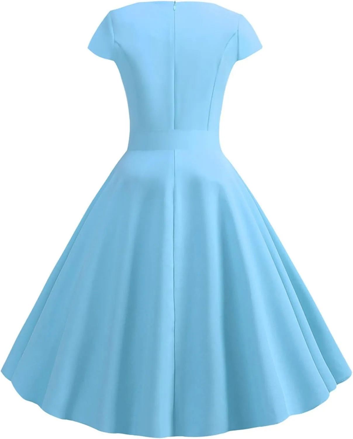 1950s Dresses for Women 2025 Vintage Crewneck Cap Sleeve Swing A-Line Midi Sundress Rockabilly Cocktail Tea Party Dress