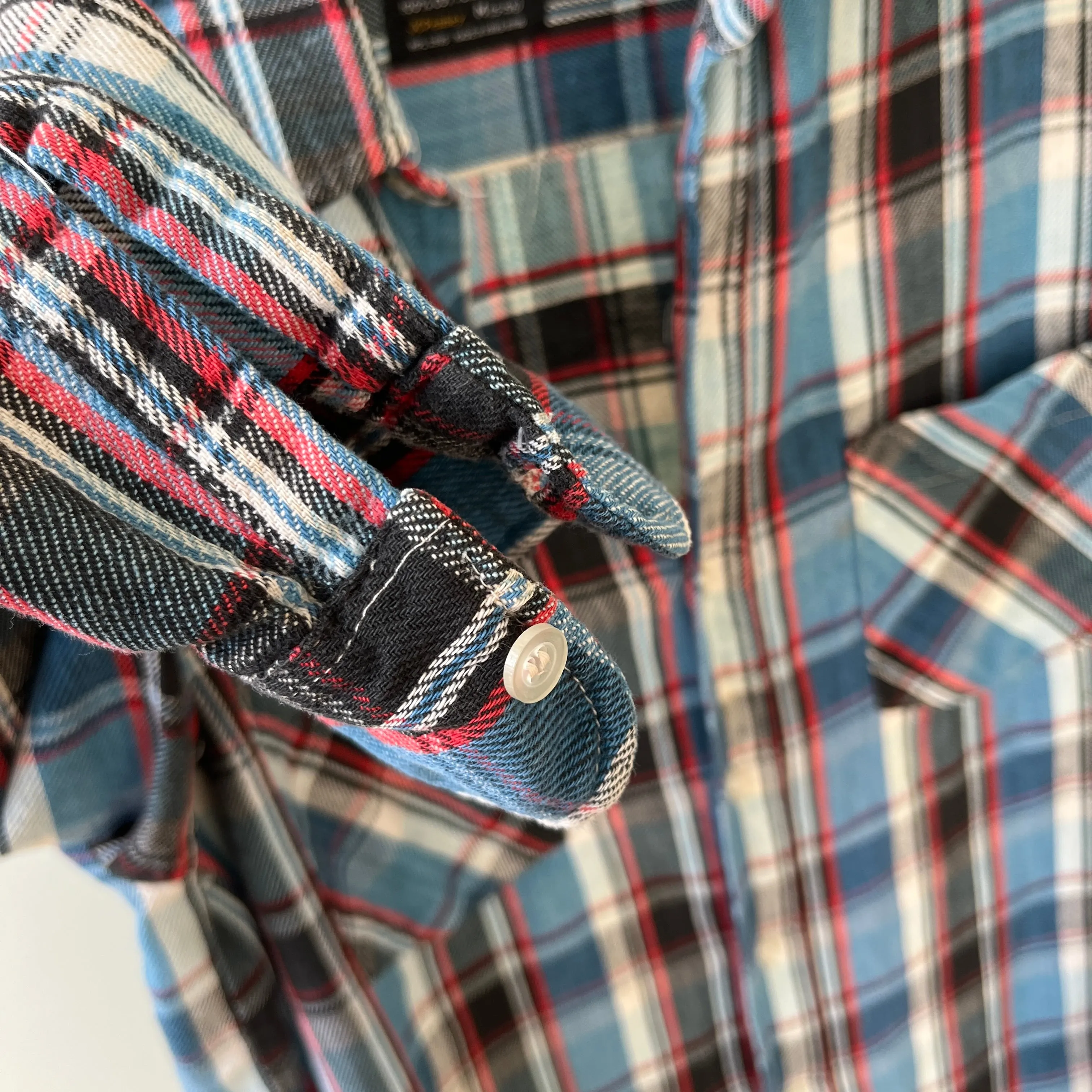 1970/80s Blue and Red Cotton Flannel by JC Penny - Good One!