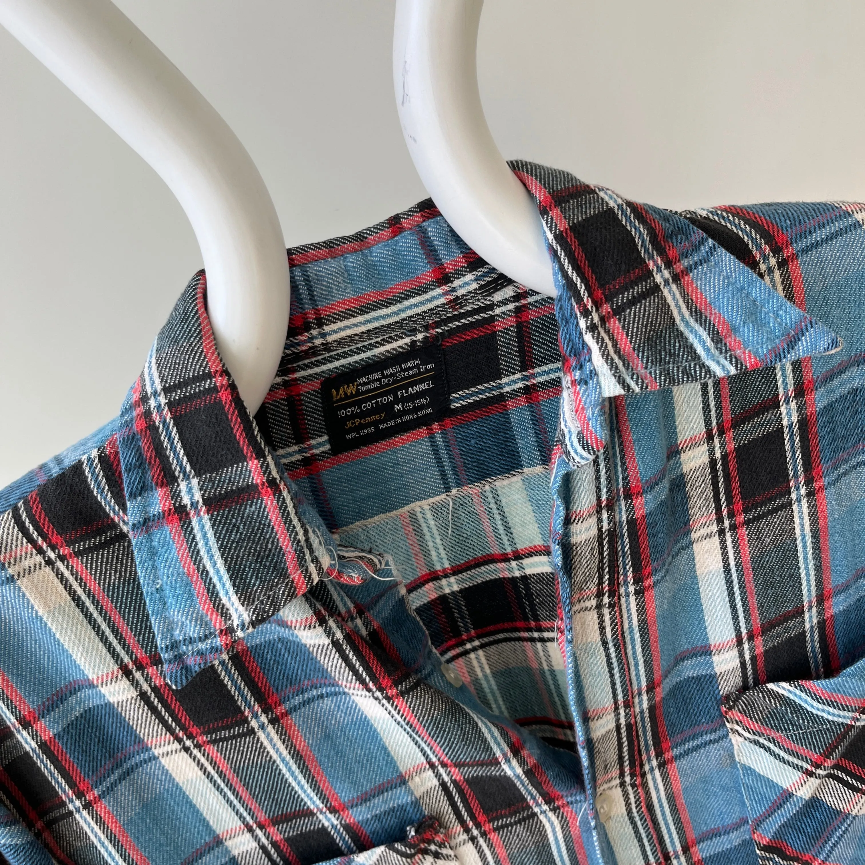 1970/80s Blue and Red Cotton Flannel by JC Penny - Good One!