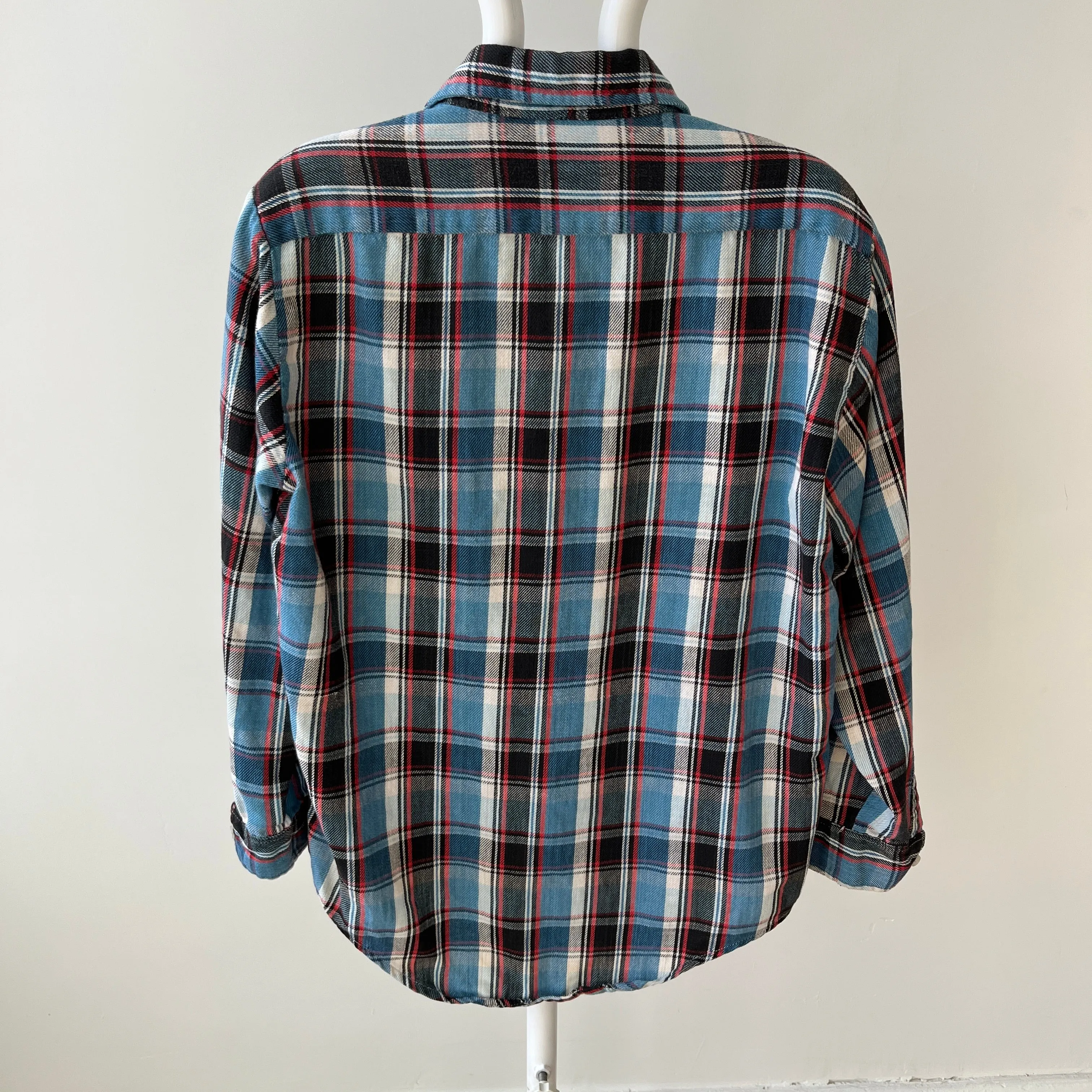 1970/80s Blue and Red Cotton Flannel by JC Penny - Good One!