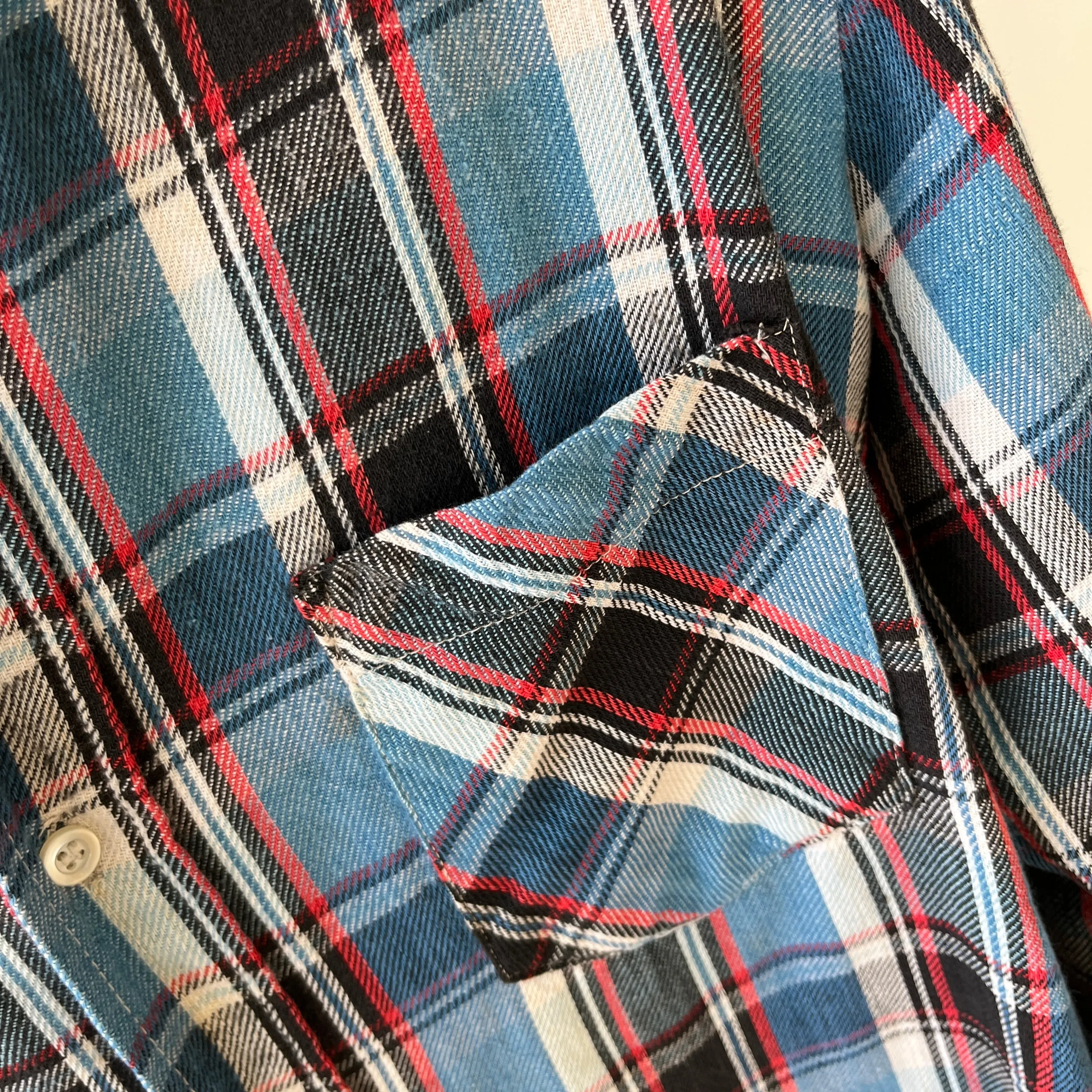 1970/80s Blue and Red Cotton Flannel by JC Penny - Good One!