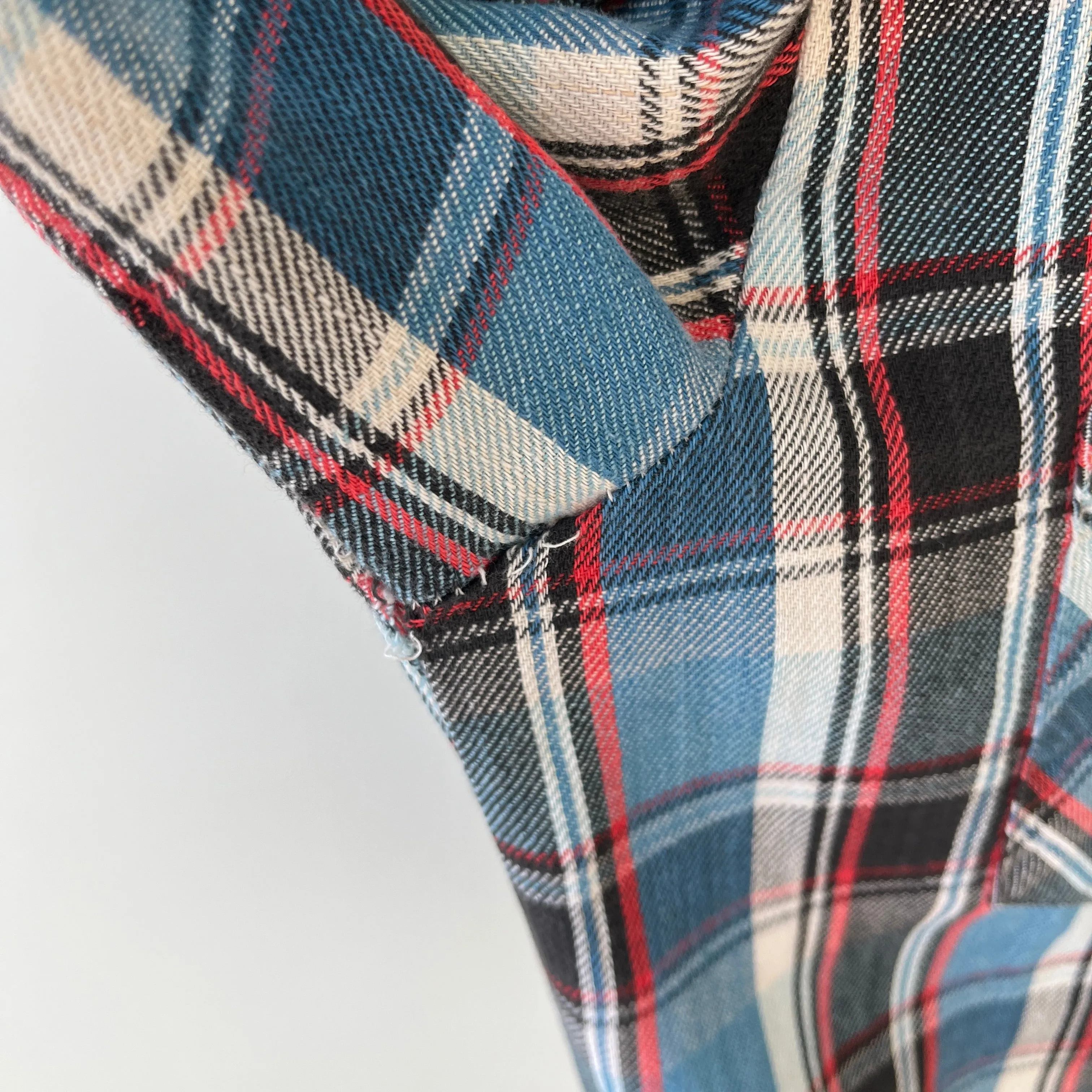 1970/80s Blue and Red Cotton Flannel by JC Penny - Good One!