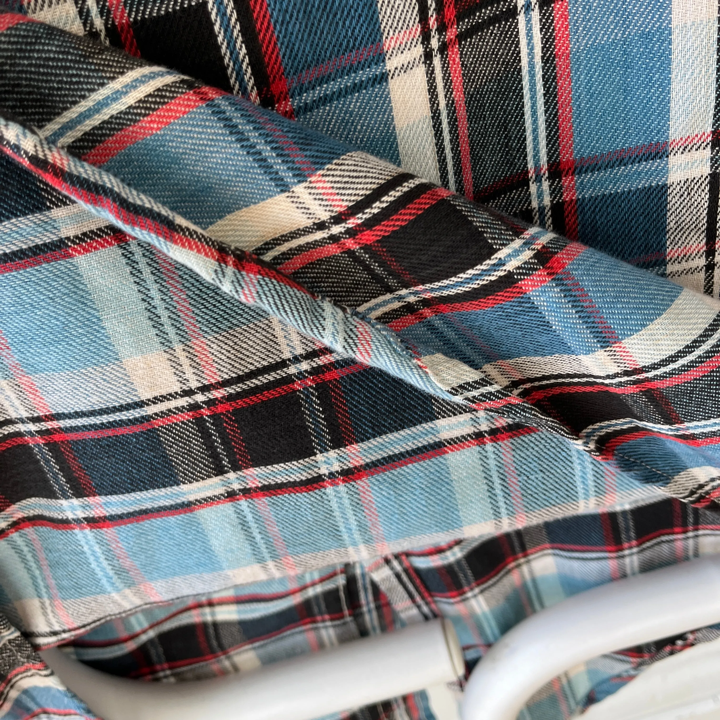 1970/80s Blue and Red Cotton Flannel by JC Penny - Good One!