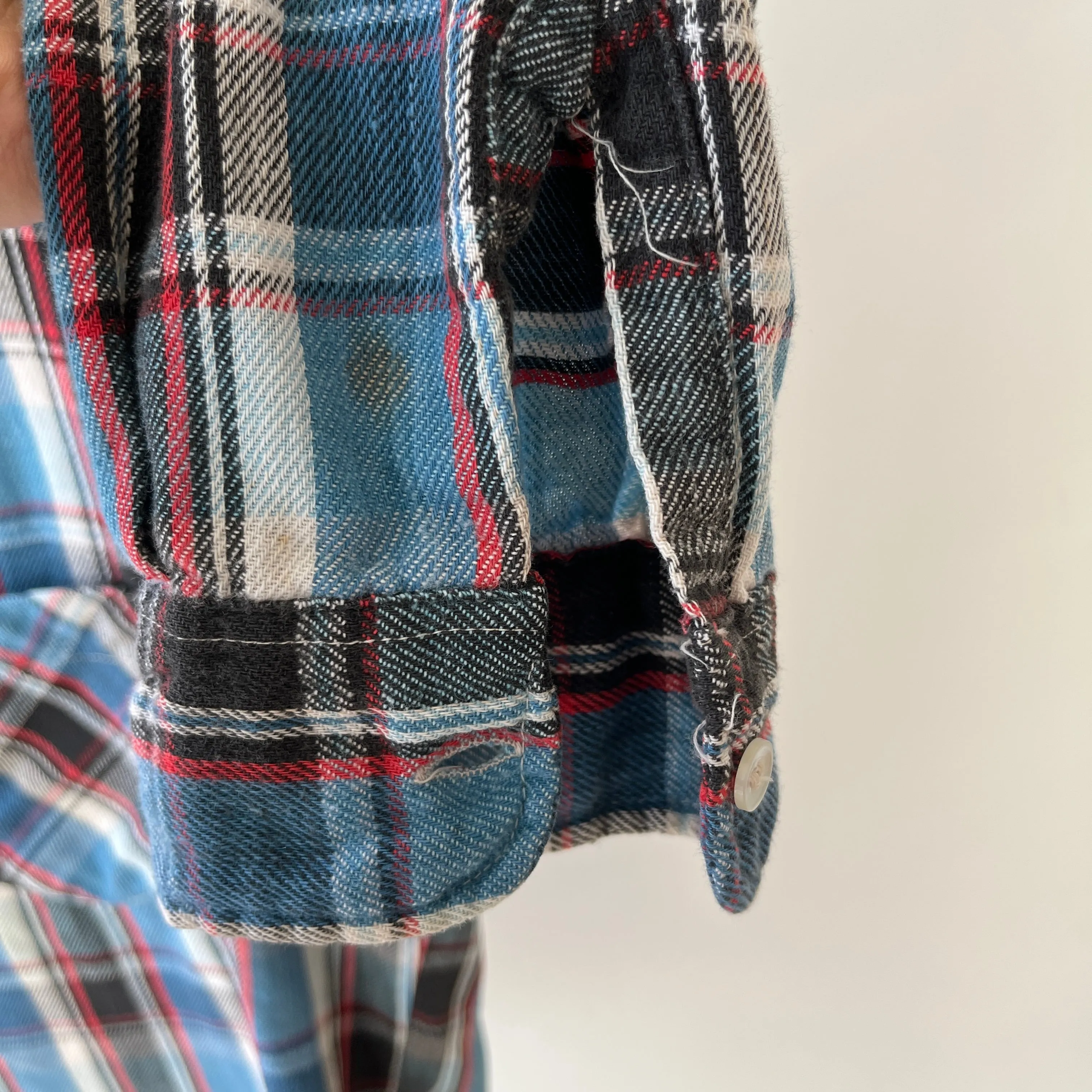 1970/80s Blue and Red Cotton Flannel by JC Penny - Good One!