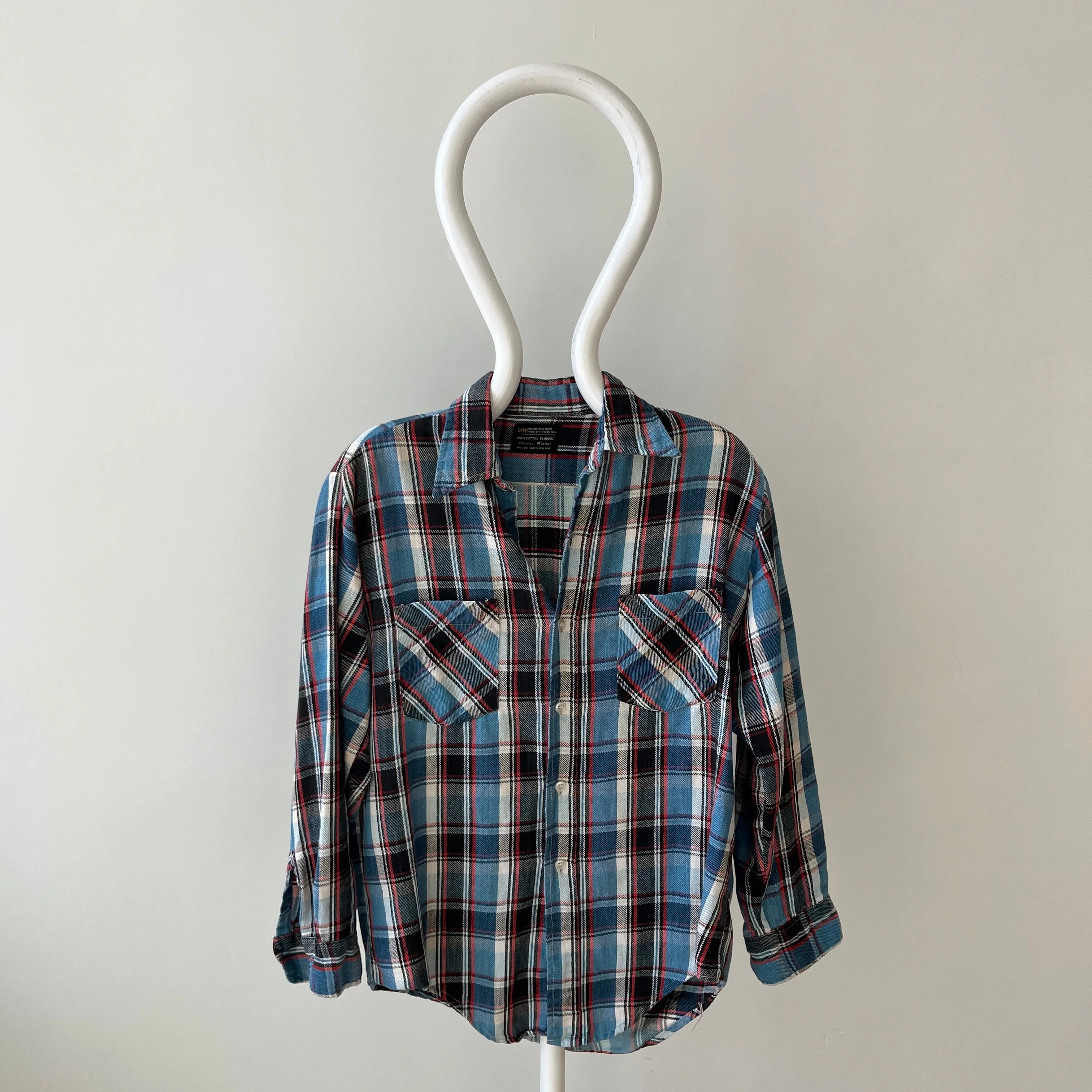 1970/80s Blue and Red Cotton Flannel by JC Penny - Good One!