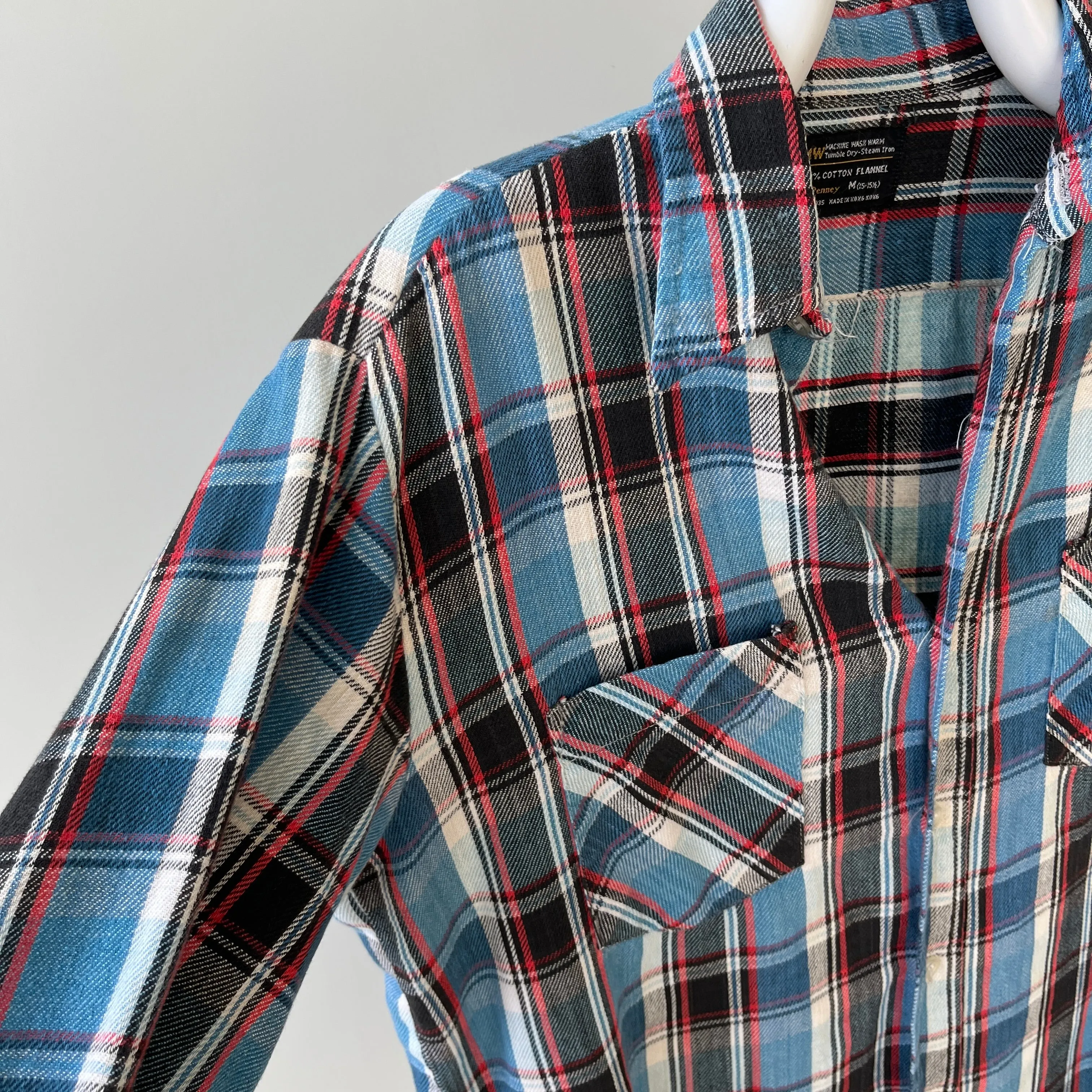 1970/80s Blue and Red Cotton Flannel by JC Penny - Good One!