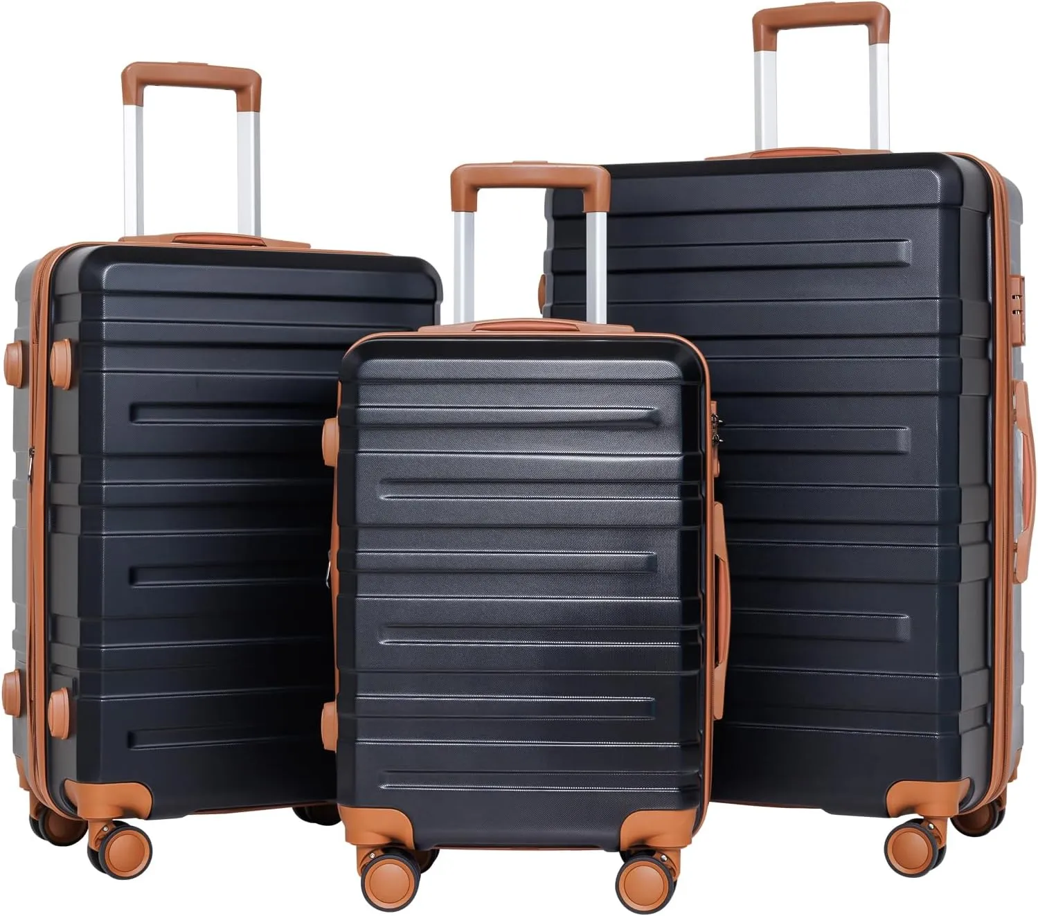 3-Piece Luggage Set with Expandable Design and 360 Spinner Wheels, Durable Hardshell Suitcase, Black