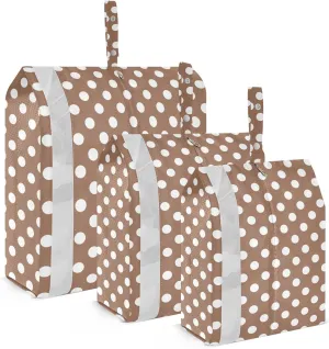 3 Set Packing Cubes Luggage Packing Organizers White Brown Retro Polka Dot Travel Packing Storage Bags for Suitcase Travel Accessories