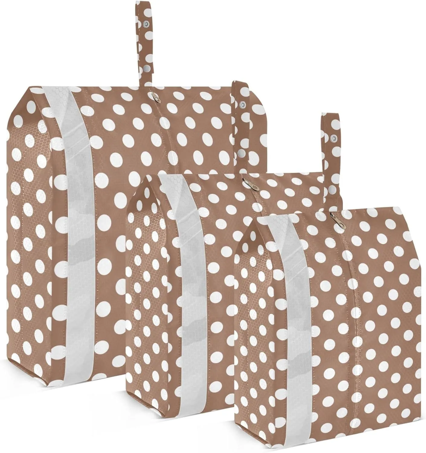 3 Set Packing Cubes Luggage Packing Organizers White Brown Retro Polka Dot Travel Packing Storage Bags for Suitcase Travel Accessories