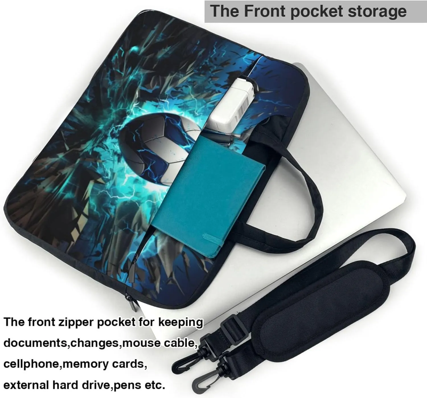 3D Volleyball Laptop Shoulder Bag for Women, Sports Ball Laptop Sleeve Case Durable Computer Bag