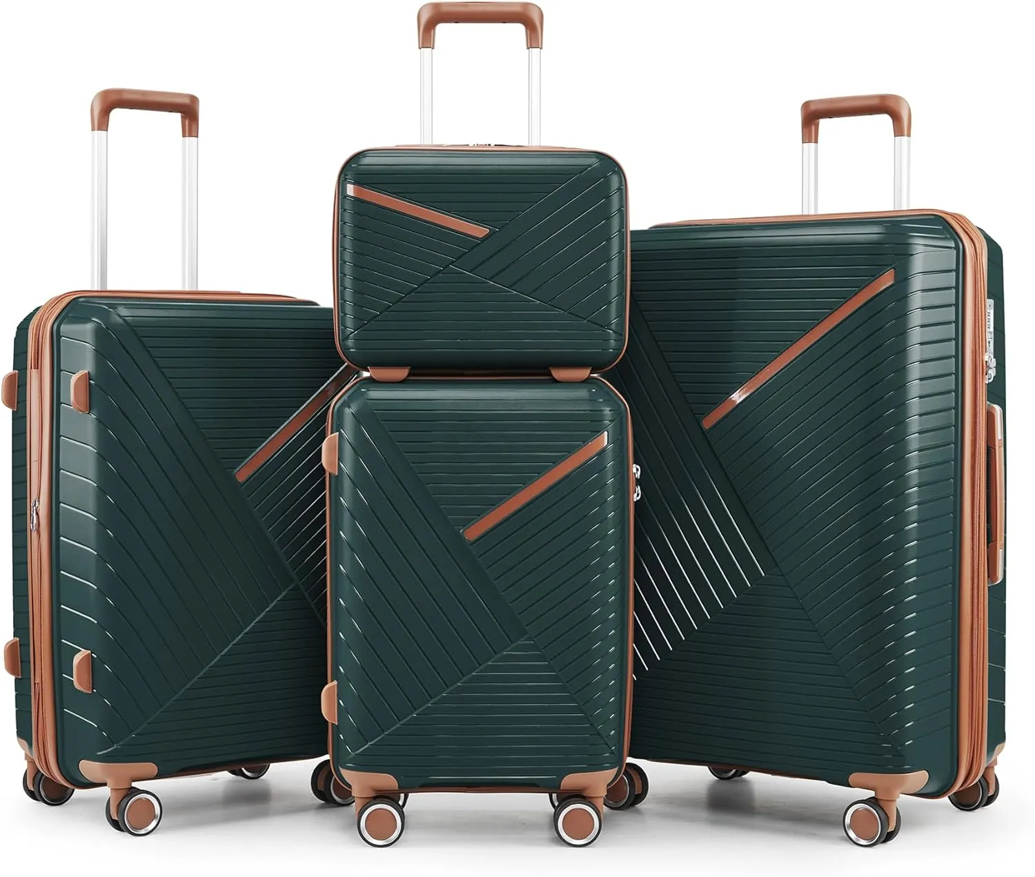 4 Piece Luggage Set Expandable Lightweight Suitcase with 360 Spinner Wheels, Durable Materials, Army Green