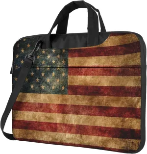 4th of July Vintage American Flag Laptop Shoulder Bag Laptop Sleeve Case Durable Computer Bag