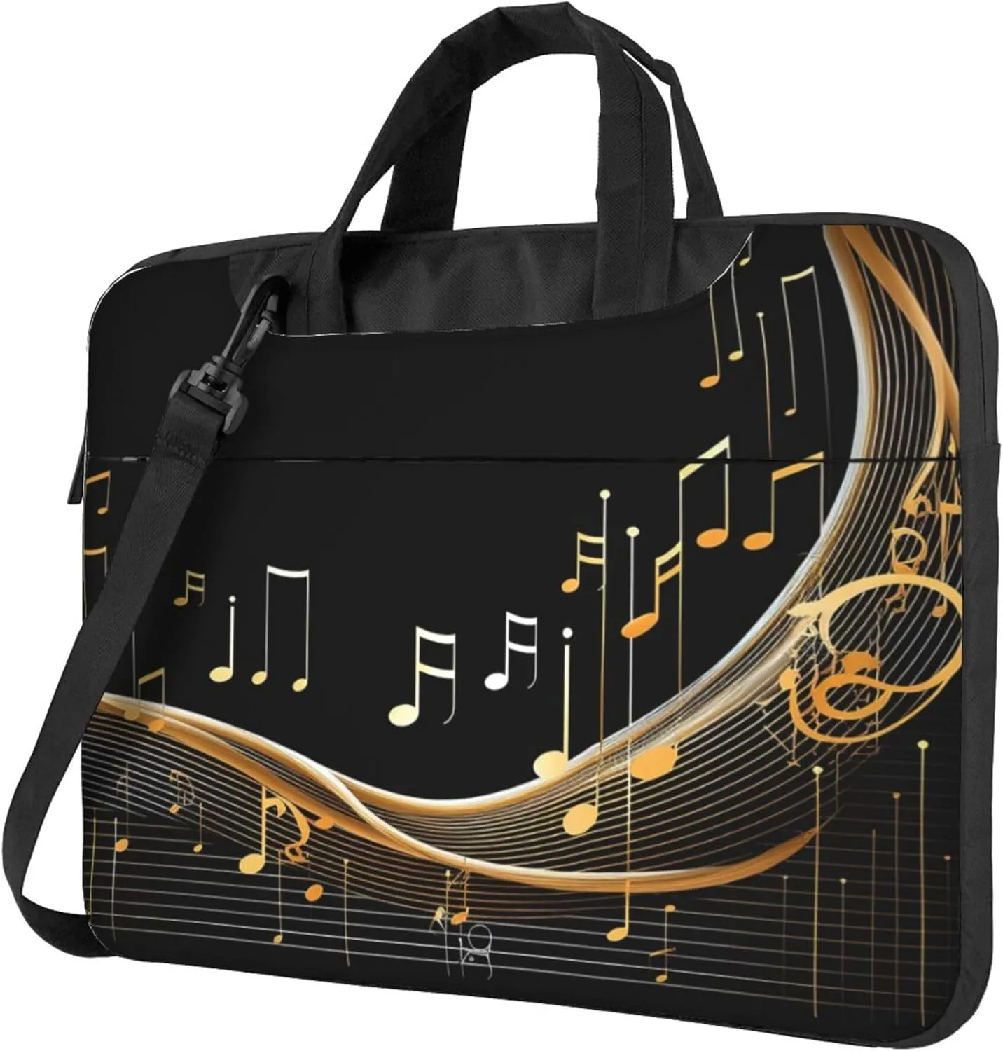 Abstract Music Laptop Shoulder Bag for Women, Musical Notes Laptop Sleeve Case Durable Computer Bag