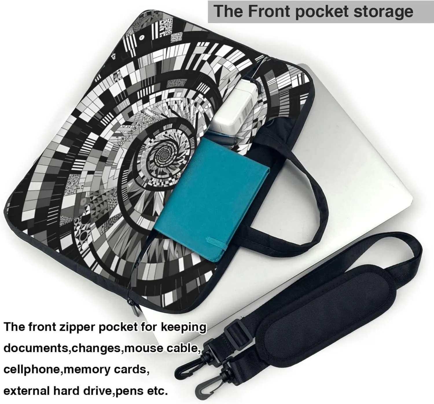 Abstract Music Piano Keys Laptop Shoulder Bag for Women, Laptop Sleeve Case Durable Computer Bag