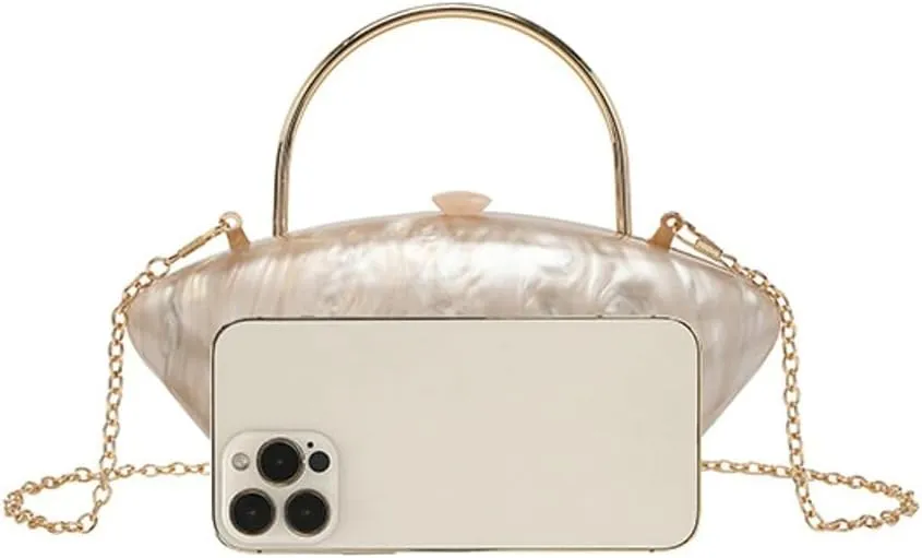 Acrylic Evening Clutch Purses Women 2025 Trendy Shell Purse Crossbody Bag Chic Handbags Chain Strap Wedding Party