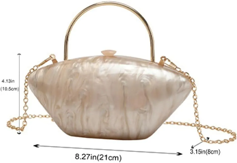Acrylic Evening Clutch Purses Women 2025 Trendy Shell Purse Crossbody Bag Chic Handbags Chain Strap Wedding Party
