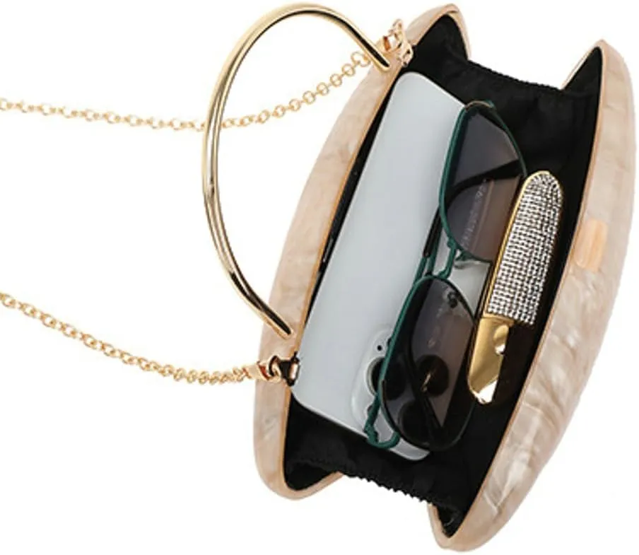 Acrylic Evening Clutch Purses Women 2025 Trendy Shell Purse Crossbody Bag Chic Handbags Chain Strap Wedding Party