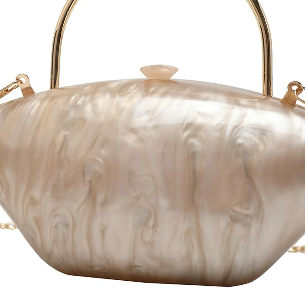 Acrylic Evening Clutch Purses Women 2025 Trendy Shell Purse Crossbody Bag Chic Handbags Chain Strap Wedding Party