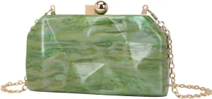 Acrylic Irregular Square Evening Bag Marbled Shaped Shoulder Purse Chic Women Clutch for Wedding Party Cocktail