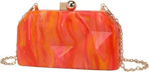 Acrylic Irregular Square Evening Bag Marbled Shaped Shoulder Purse Chic Women Clutch for Wedding Party Cocktail