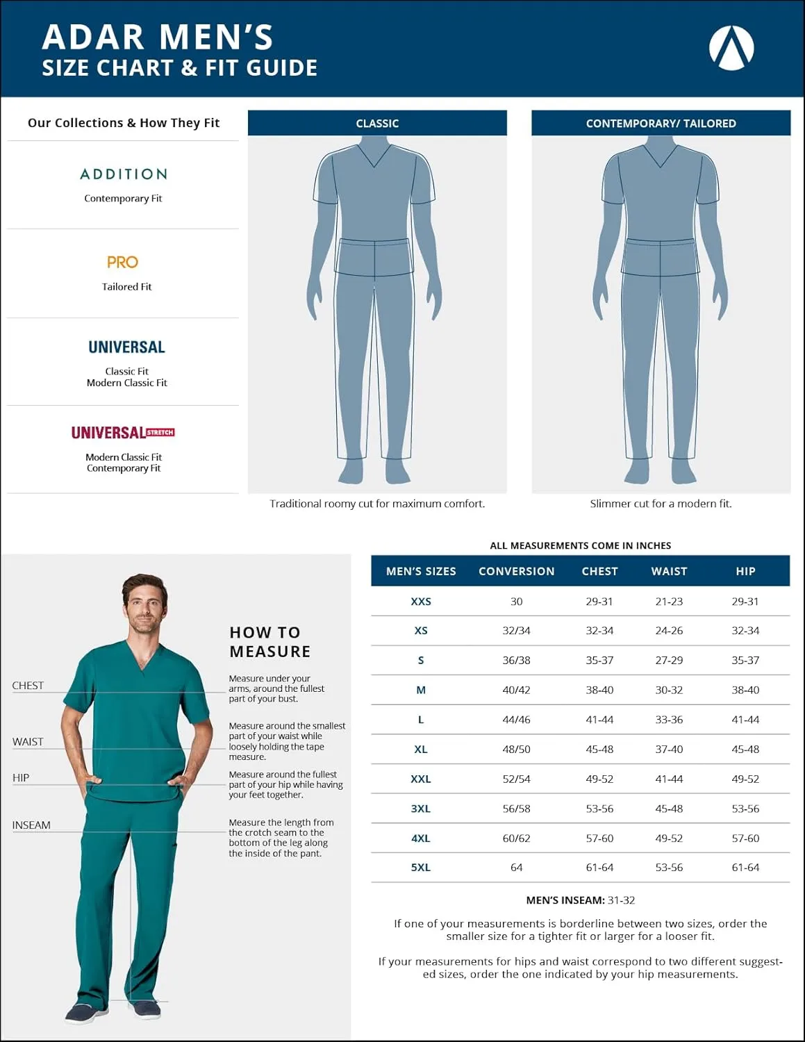 Adar Addition Go-Everyday Scrub Set for Men - Stylish Scrub Top & Cargo Scrub Pants