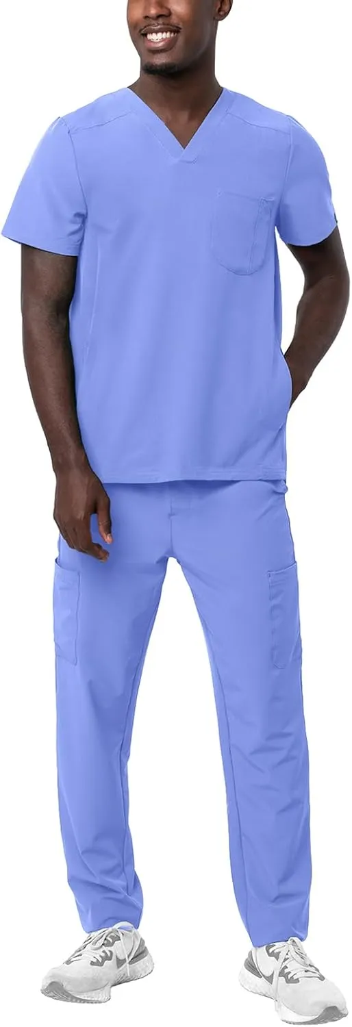 Adar Addition Go-Everyday Scrub Set for Men - Stylish Scrub Top & Cargo Scrub Pants