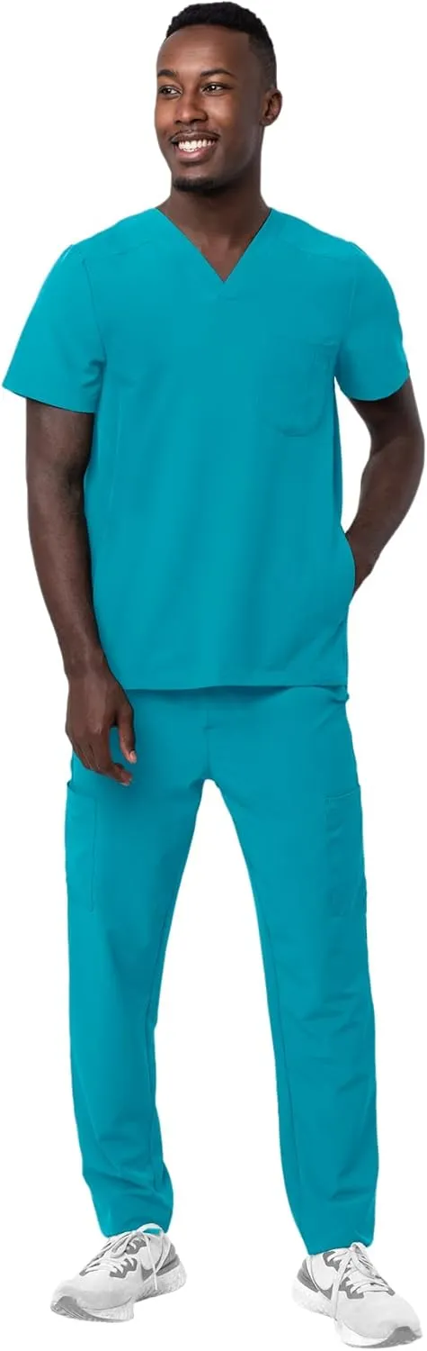 Adar Addition Go-Everyday Scrub Set for Men - Stylish Scrub Top & Cargo Scrub Pants