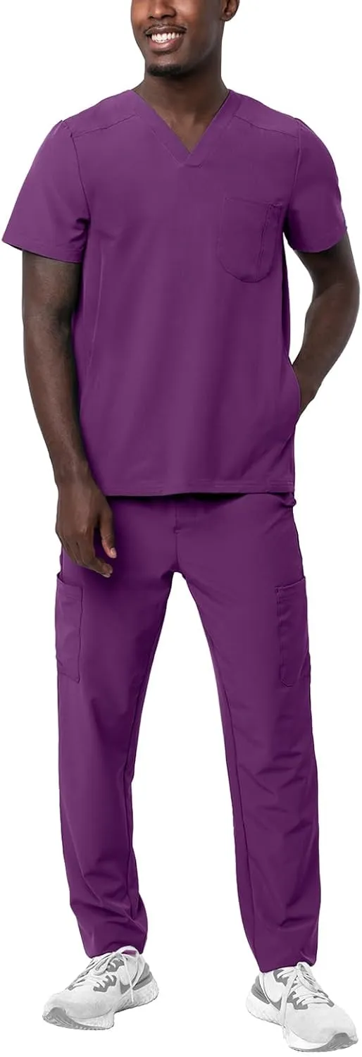 Adar Addition Go-Everyday Scrub Set for Men - Stylish Scrub Top & Cargo Scrub Pants