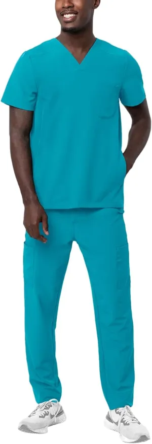 Adar Addition Go-Everyday Scrub Set for Men - Stylish Scrub Top & Cargo Scrub Pants