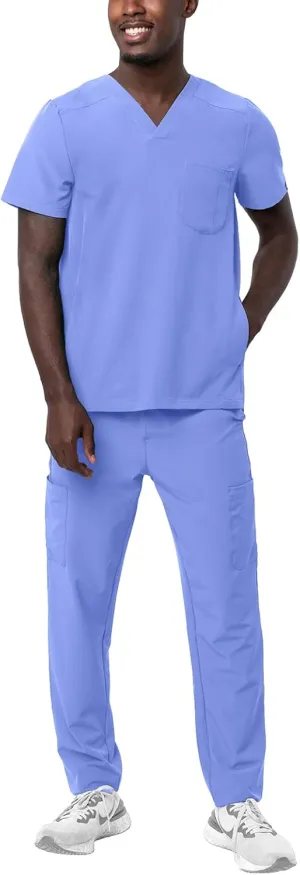 Adar Addition Go-Everyday Scrub Set for Men - Stylish Scrub Top & Cargo Scrub Pants