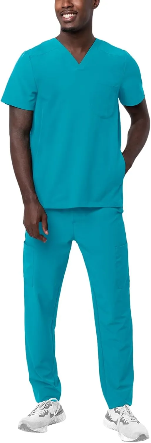 Adar Addition Go-Everyday Scrub Set for Men - Stylish Scrub Top & Cargo Scrub Pants