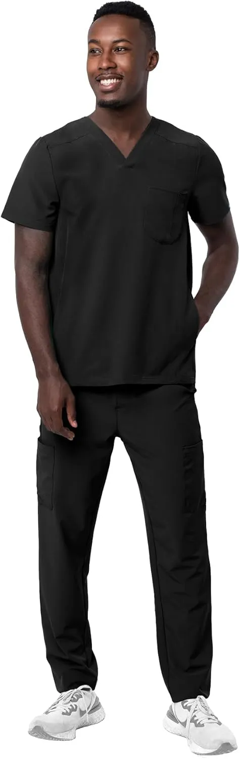 Adar Addition Go-Everyday Scrub Set for Men - Stylish Scrub Top & Cargo Scrub Pants
