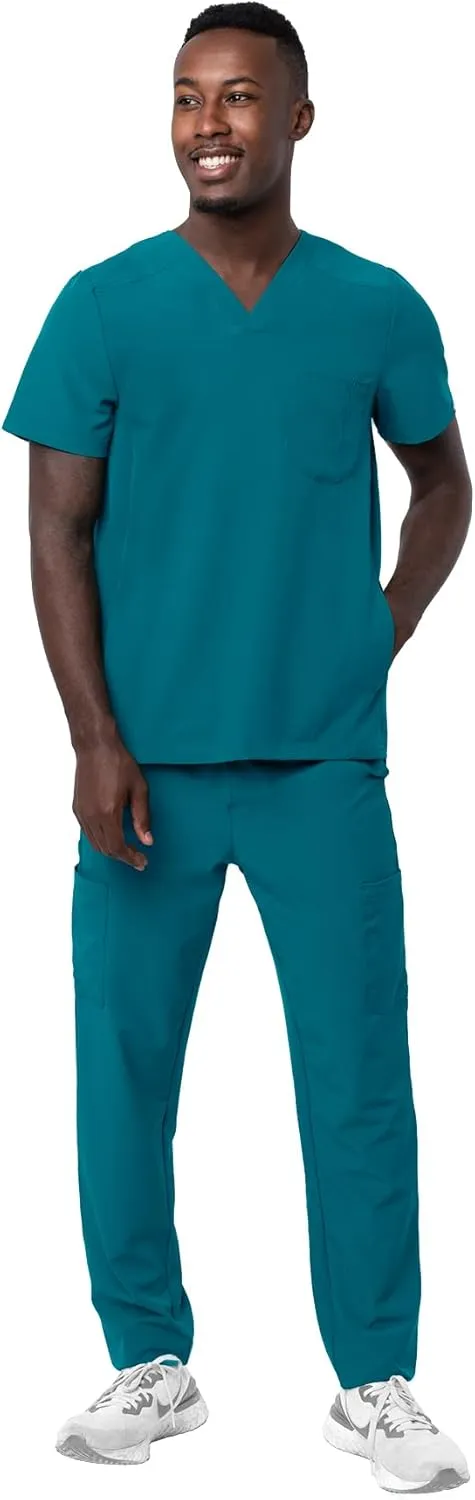Adar Addition Go-Everyday Scrub Set for Men - Stylish Scrub Top & Cargo Scrub Pants