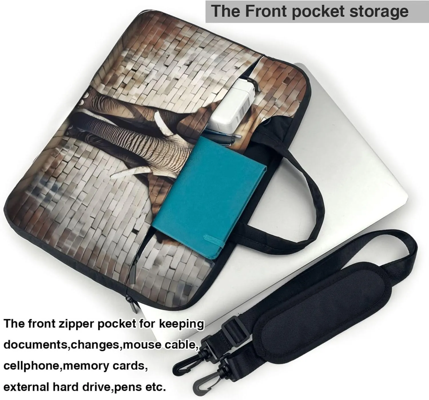 African Elephant Animal Pattern Laptop Shoulder Bag for Women, Laptop Sleeve Case Durable Computer Bag