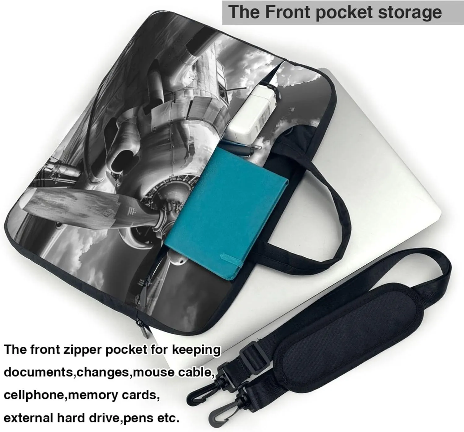 Airplanes Laptop Shoulder Bag for Women, Vintage Airplan Laptop Sleeve Case Durable Computer Bag