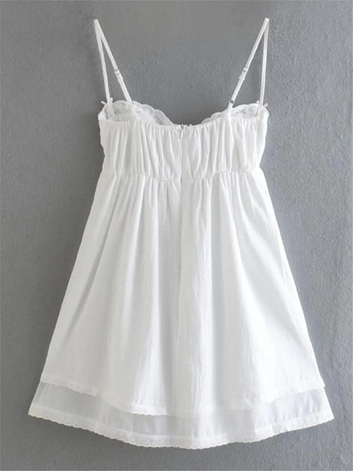 Alyweatry Women Chic Vintage Lace Cute Fairy Dress Sleeveless Spaghetti Strap Aesthetic Mini Dress