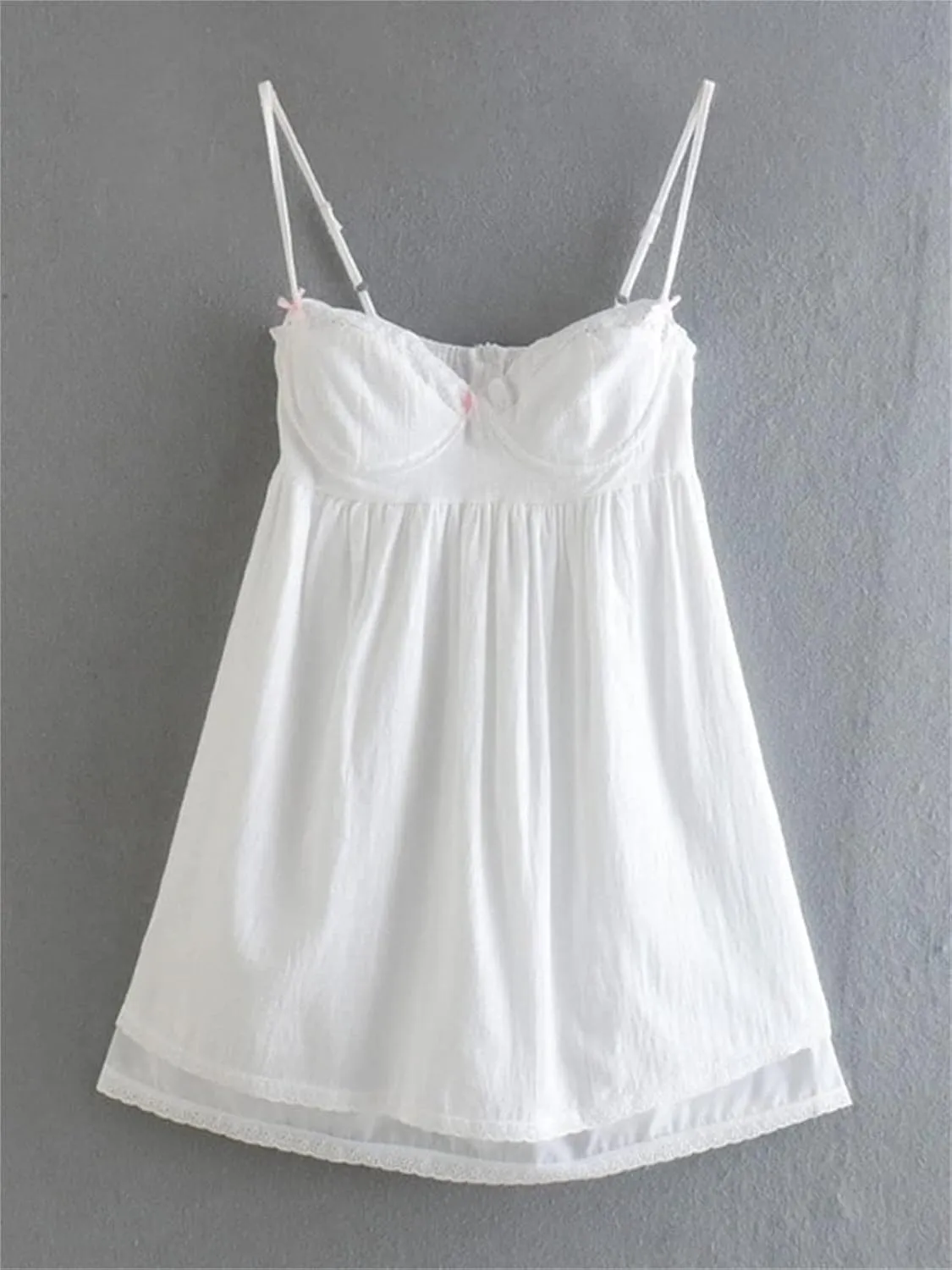 Alyweatry Women Chic Vintage Lace Cute Fairy Dress Sleeveless Spaghetti Strap Aesthetic Mini Dress