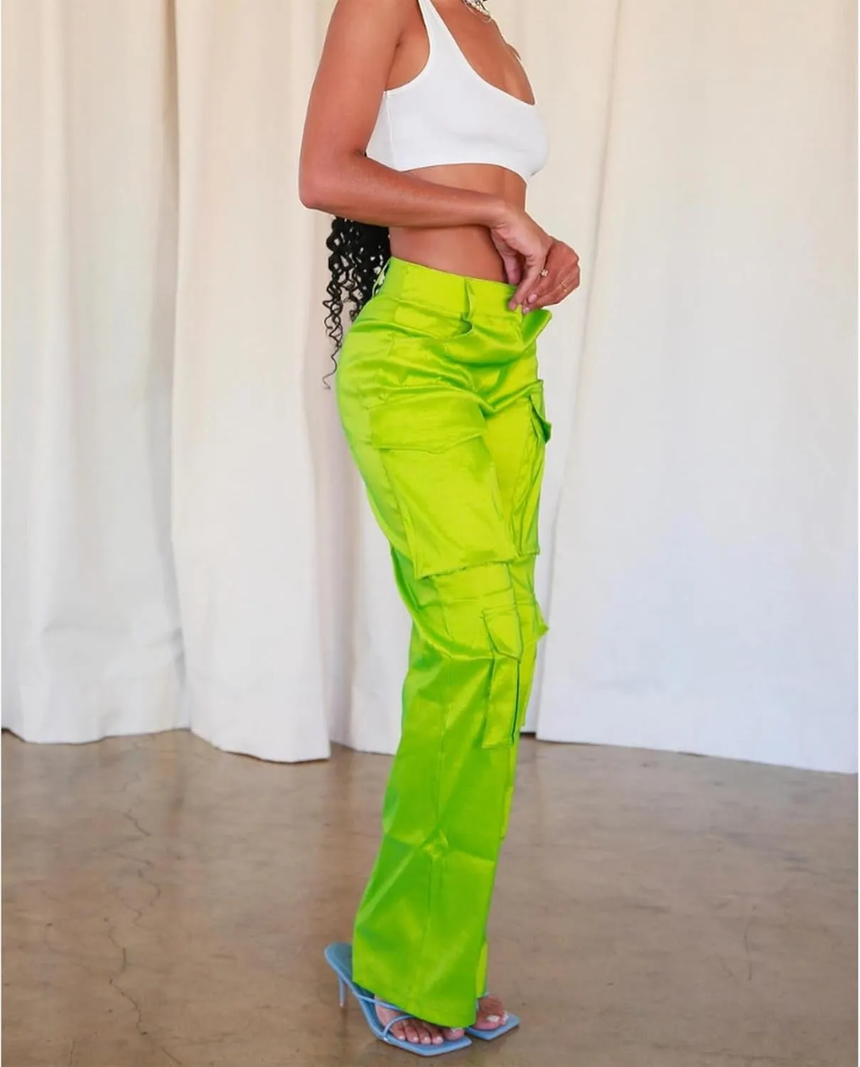 Angsuttc Cargo Pants Women High Waist Y2k Trendy Straight Leg Pants with Pockets