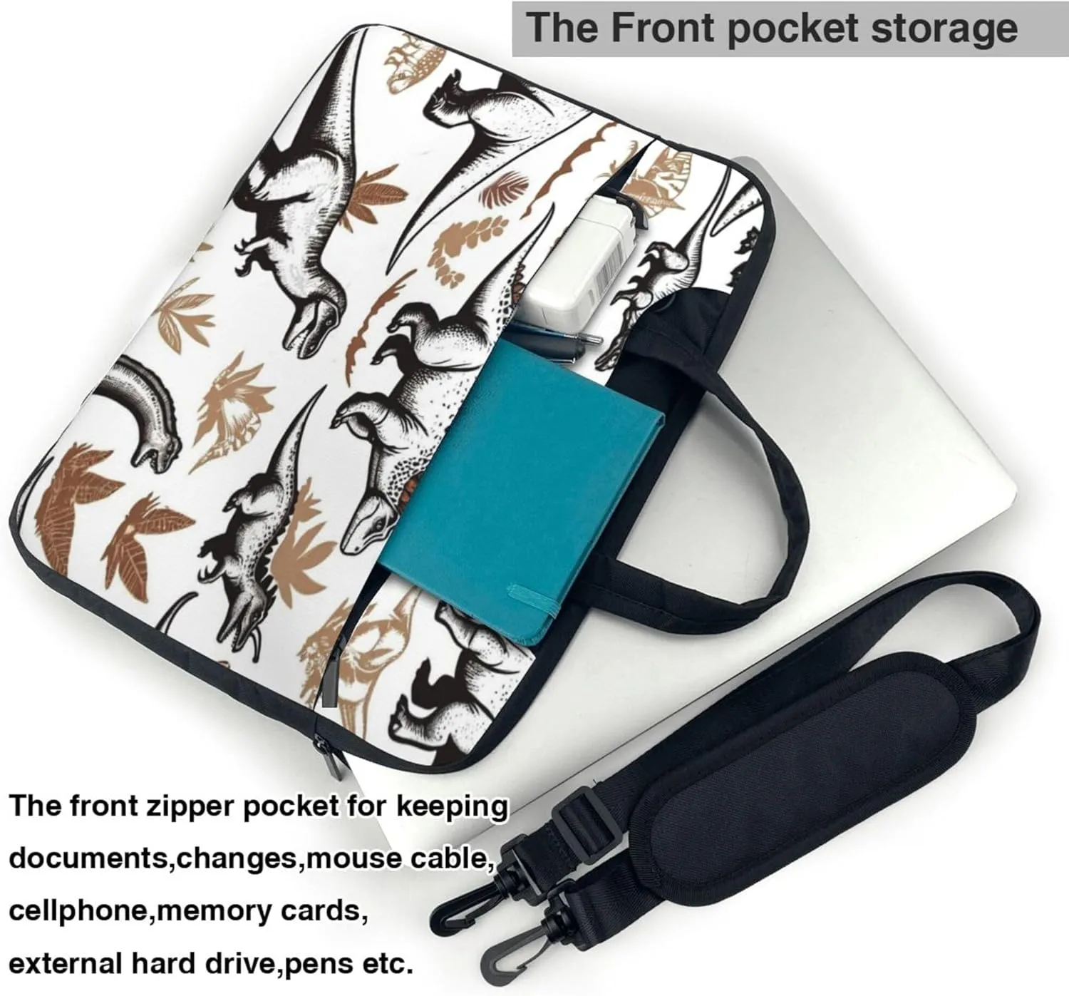 Animal Dinosaurs Laptop Shoulder Bag for Women, Retro Dinosaurs Laptop Sleeve Case Durable Computer Bag