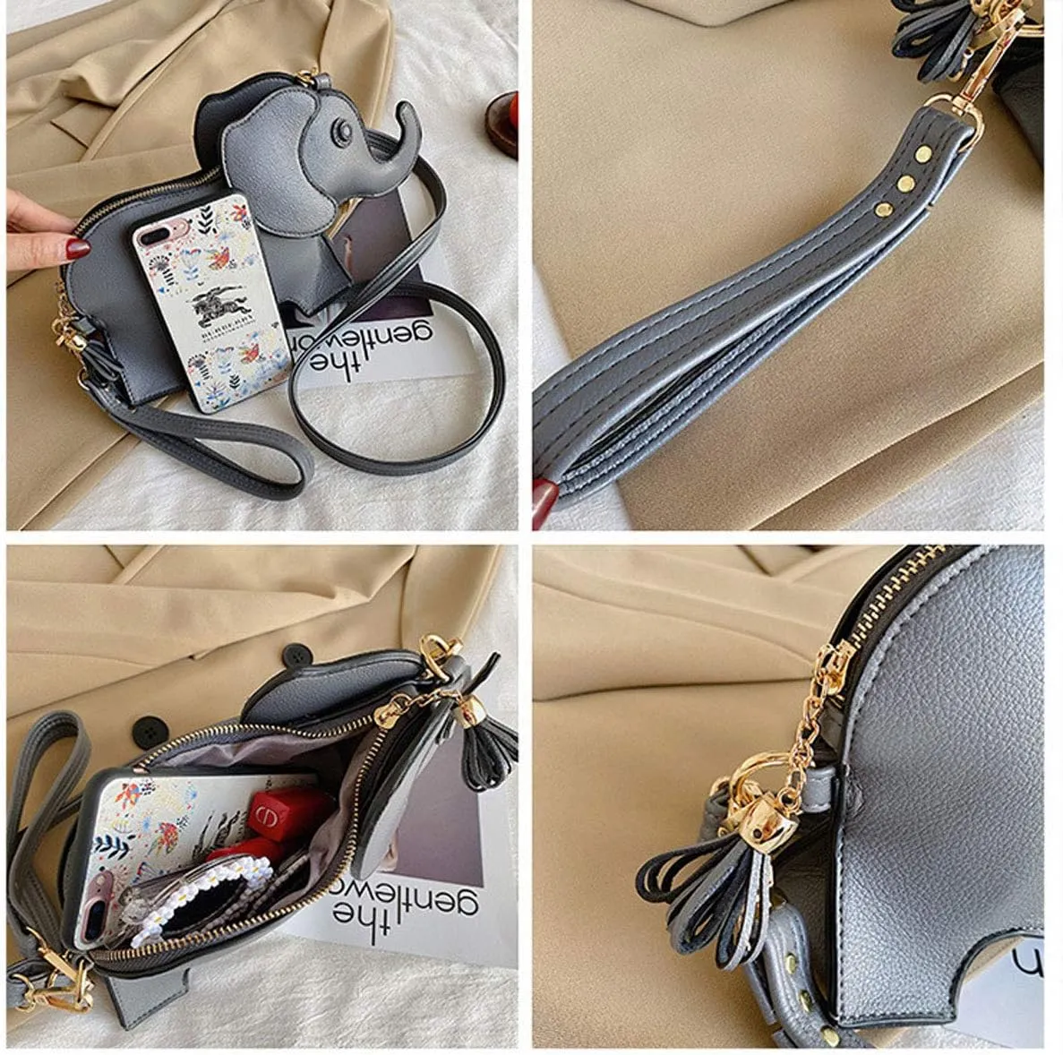 Animal Elephant Shape Crossbody Bag Purse Fashion Women Pu Leather Chic Shoulder Bag Clutch for Girls