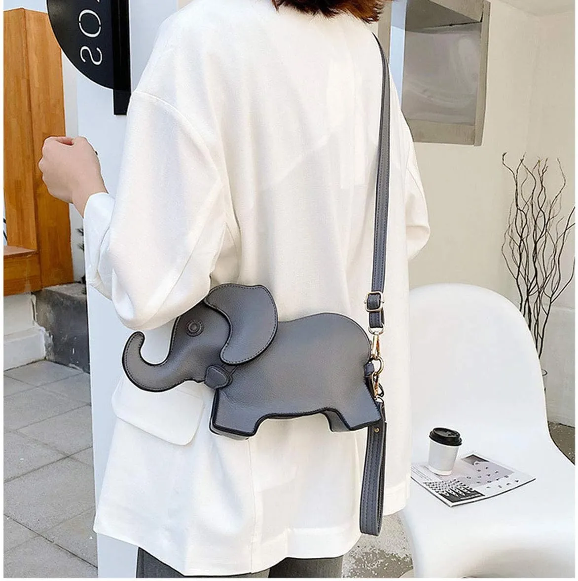 Animal Elephant Shape Crossbody Bag Purse Fashion Women Pu Leather Chic Shoulder Bag Clutch for Girls