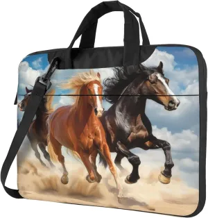 Animal Horse Laptop Shoulder Bag for Women, Running Horse Laptop Sleeve Case Durable Computer Bag