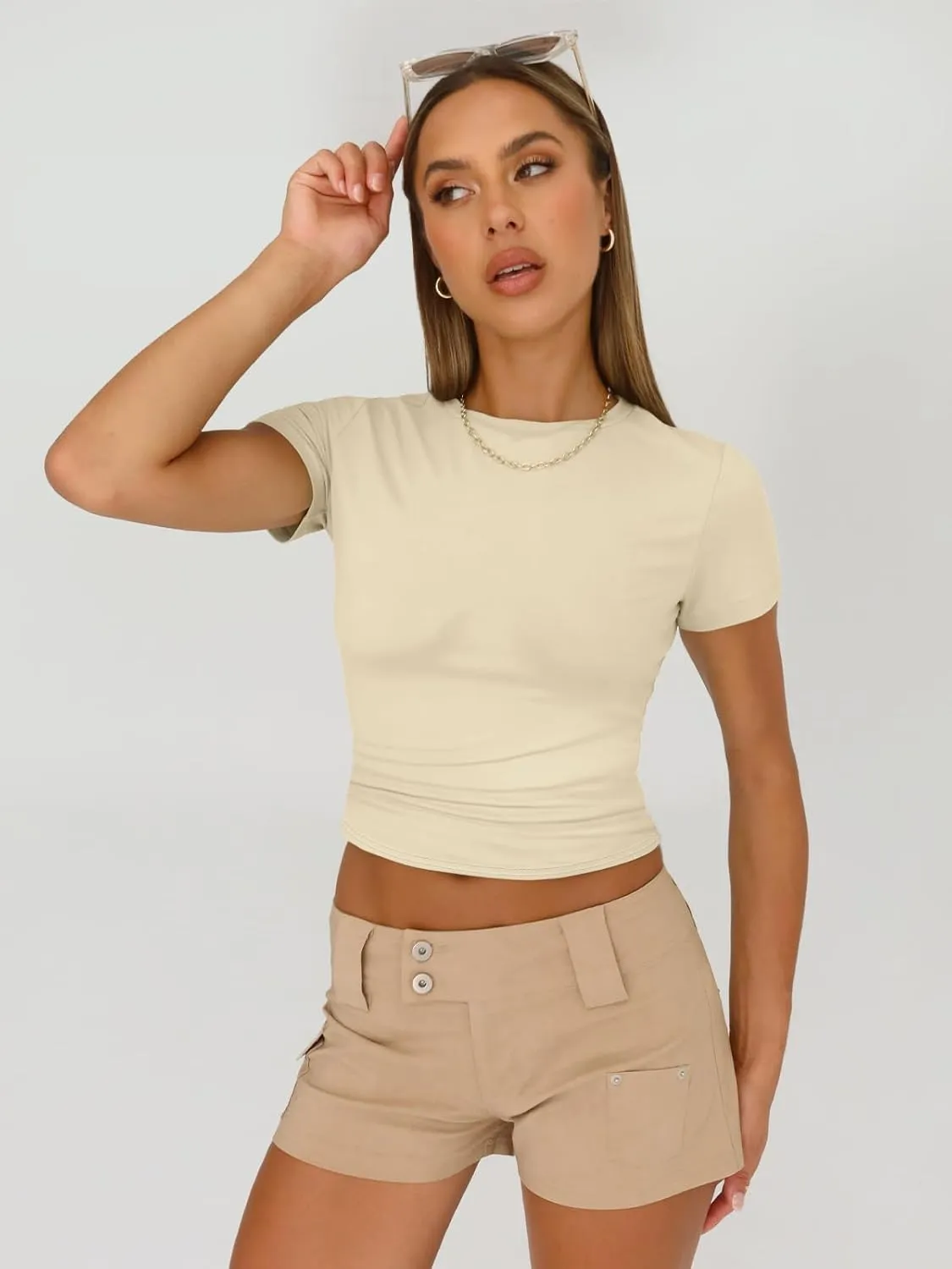 AUTOMET Womens 3 Piece Short Sleeve Shirts Basic Going Out Slim Fitted Crop Tops 2025 Summer Y2k Clothes