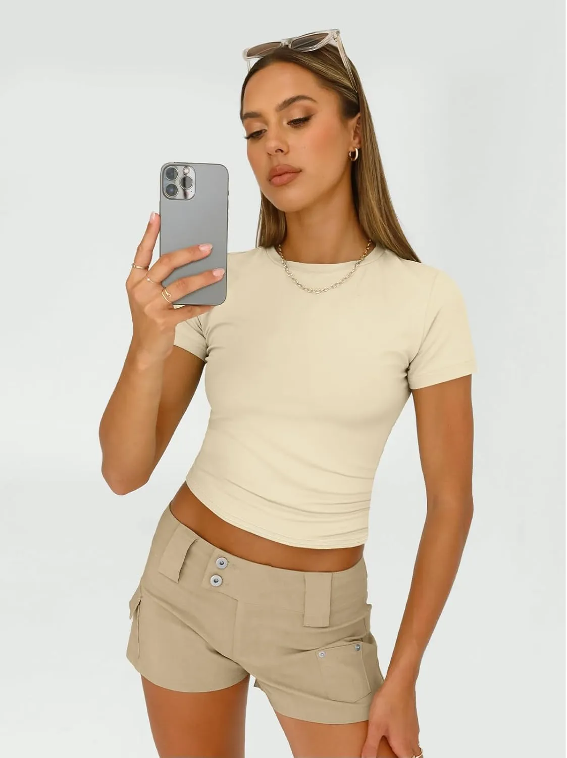 AUTOMET Womens 3 Piece Short Sleeve Shirts Basic Going Out Slim Fitted Crop Tops 2025 Summer Y2k Clothes