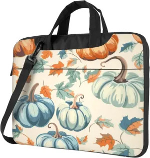 Autumn Leaves Laptop Shoulder Bag for Women, Watercolor Pumpkin Laptop Sleeve Case Durable Computer Bag