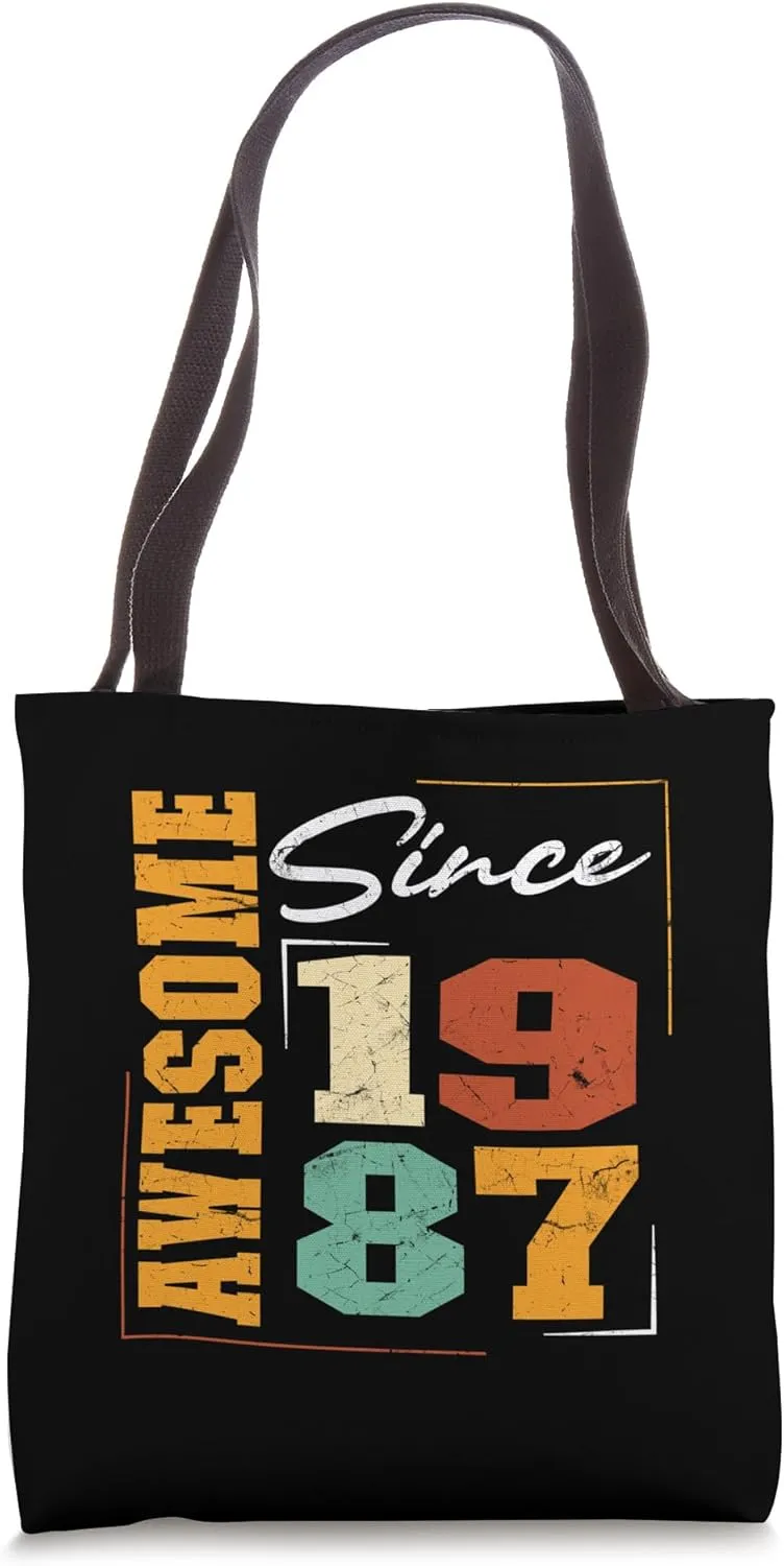Awesome 1987 Birthday Vintage Varsity Born In 1987 Birthday Tote Bag