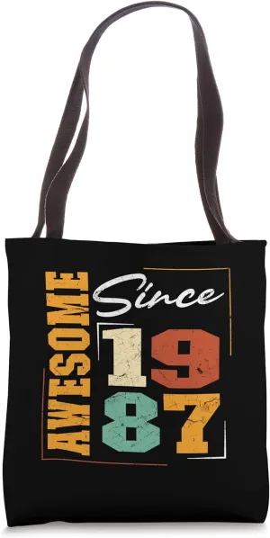 Awesome 1987 Birthday Vintage Varsity Born In 1987 Birthday Tote Bag