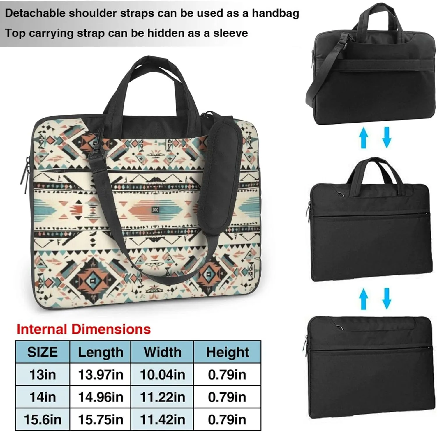 Aztec Painted Laptop Shoulder Bag for Women, Ethnic Pattern Laptop Sleeve Case Durable Computer Bag