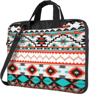 Aztec Pattern Laptop Shoulder Bag for Women, Ethnic Painted Laptop Sleeve Case Durable Computer Bag